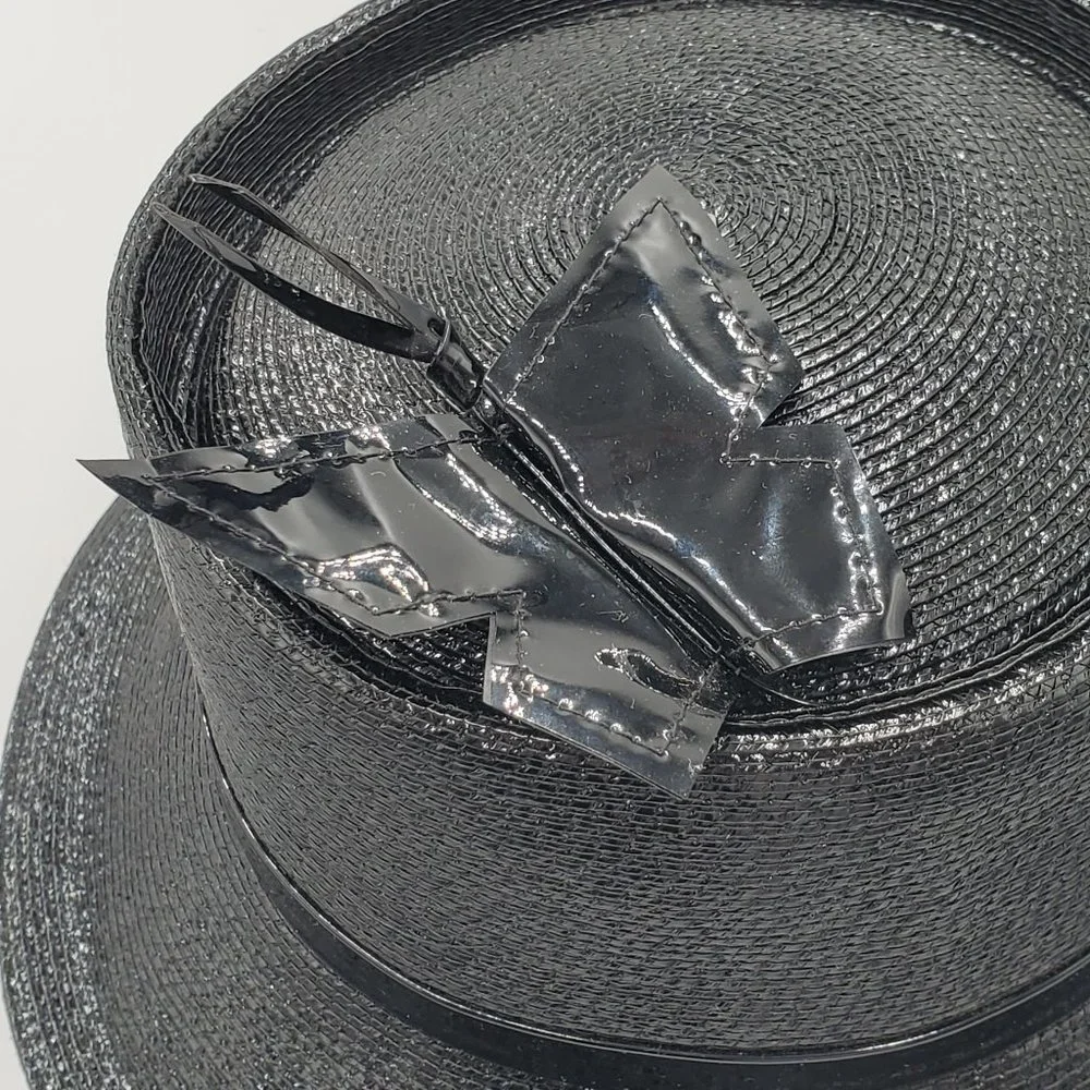 Mr. John Classic Black Hat with Patent Butterfly